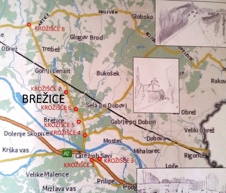 Lokacije 8 krožišč na vstopnih točkah občine