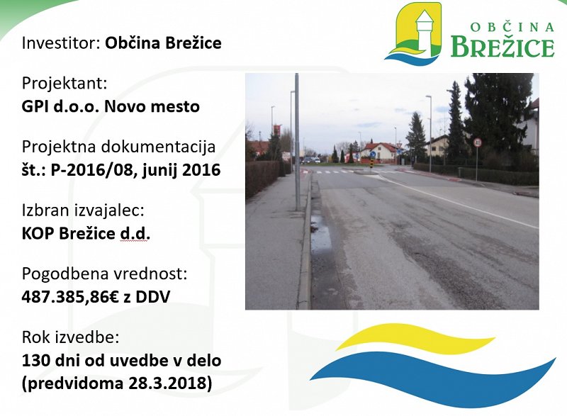 Obnova Bizeljske ceste v Brežicah